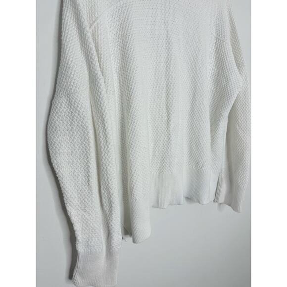 Gap White Textured V Back Cardigan Sweater Large Chunky Knit Minimalist - Picture 8 of 9